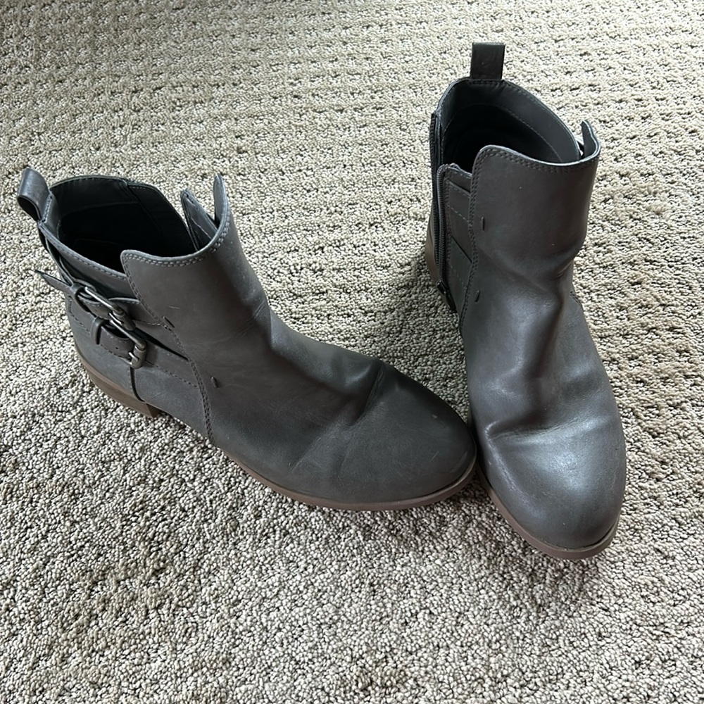 Gray ankle boots